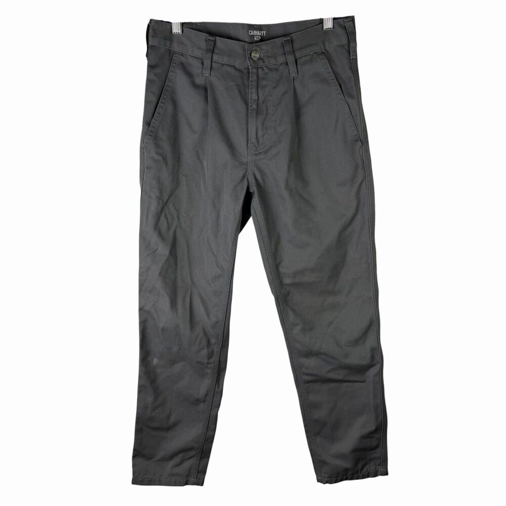 Carhartt WIP Abbott Pant Mens 27 Gray Cotton Twill Tapered Crop Chino Trousers